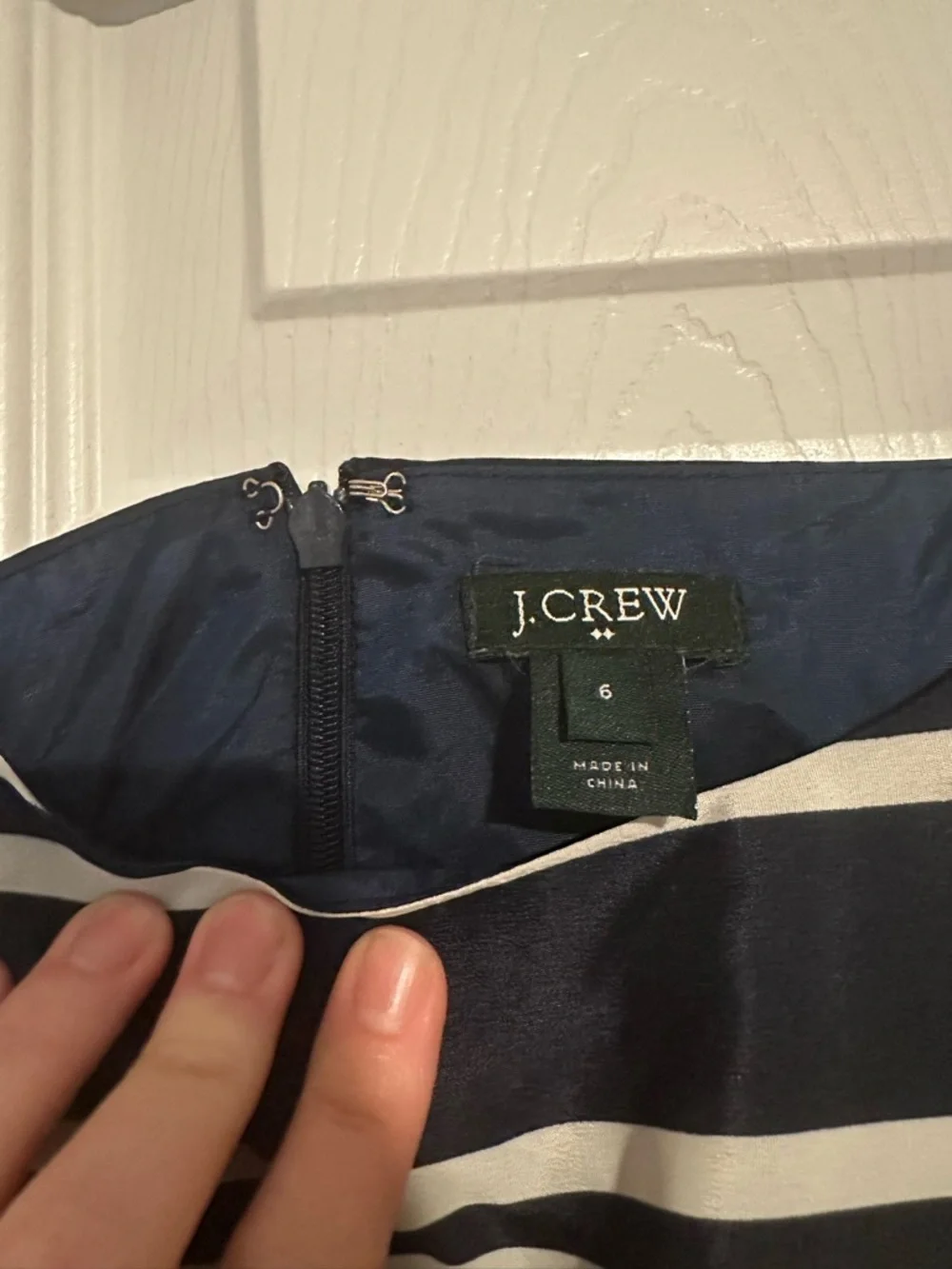J Crew Navy & Cream Spaghetti Strap Dress - Picture 3 of 11